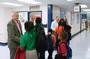 Peninsula Rotarians took part in a morning ritual at the school--shaking hands with students as they come in from busses. Looking someone in the eye, saying 